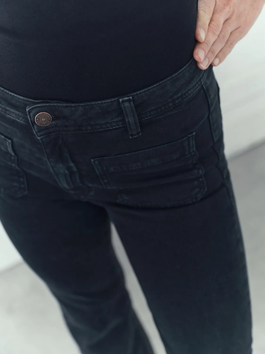 acquaverde Carlotta jeans cropped black stone stretch