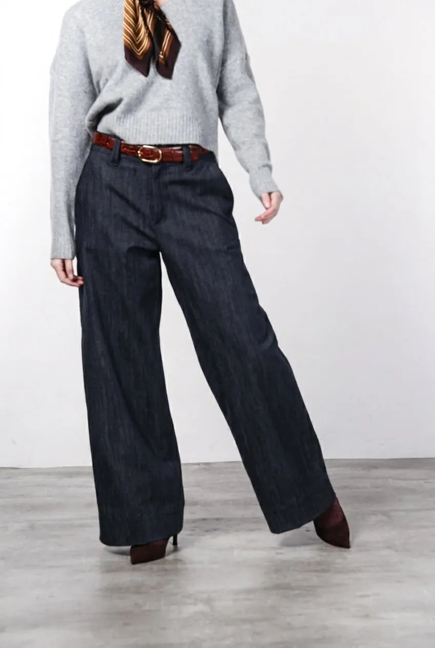 Mason's New York Wide chino denim blu navy wide leg