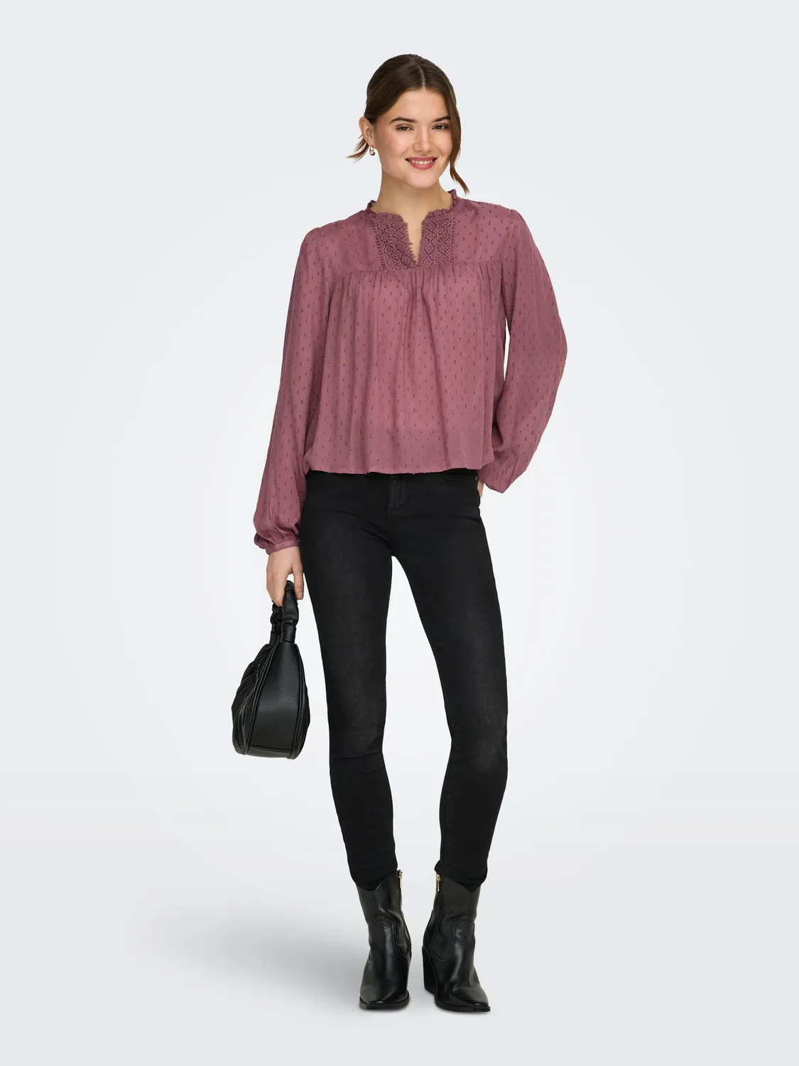 ONLY Onlgeza LS Dobby Tape top cloud dancer M