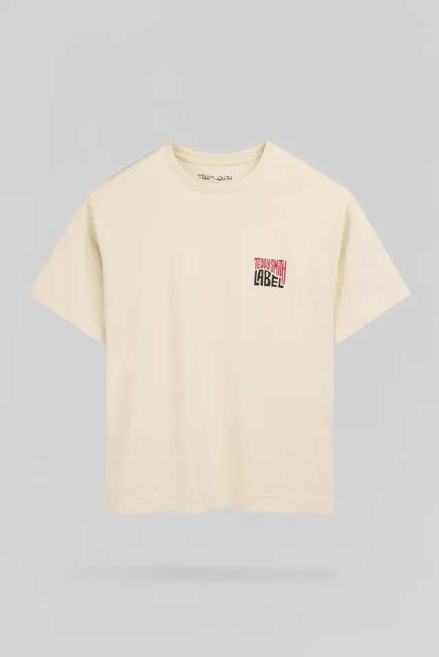 Teddy Smith T-Musik MC JR t-shirt bimbo crema 100% cotone