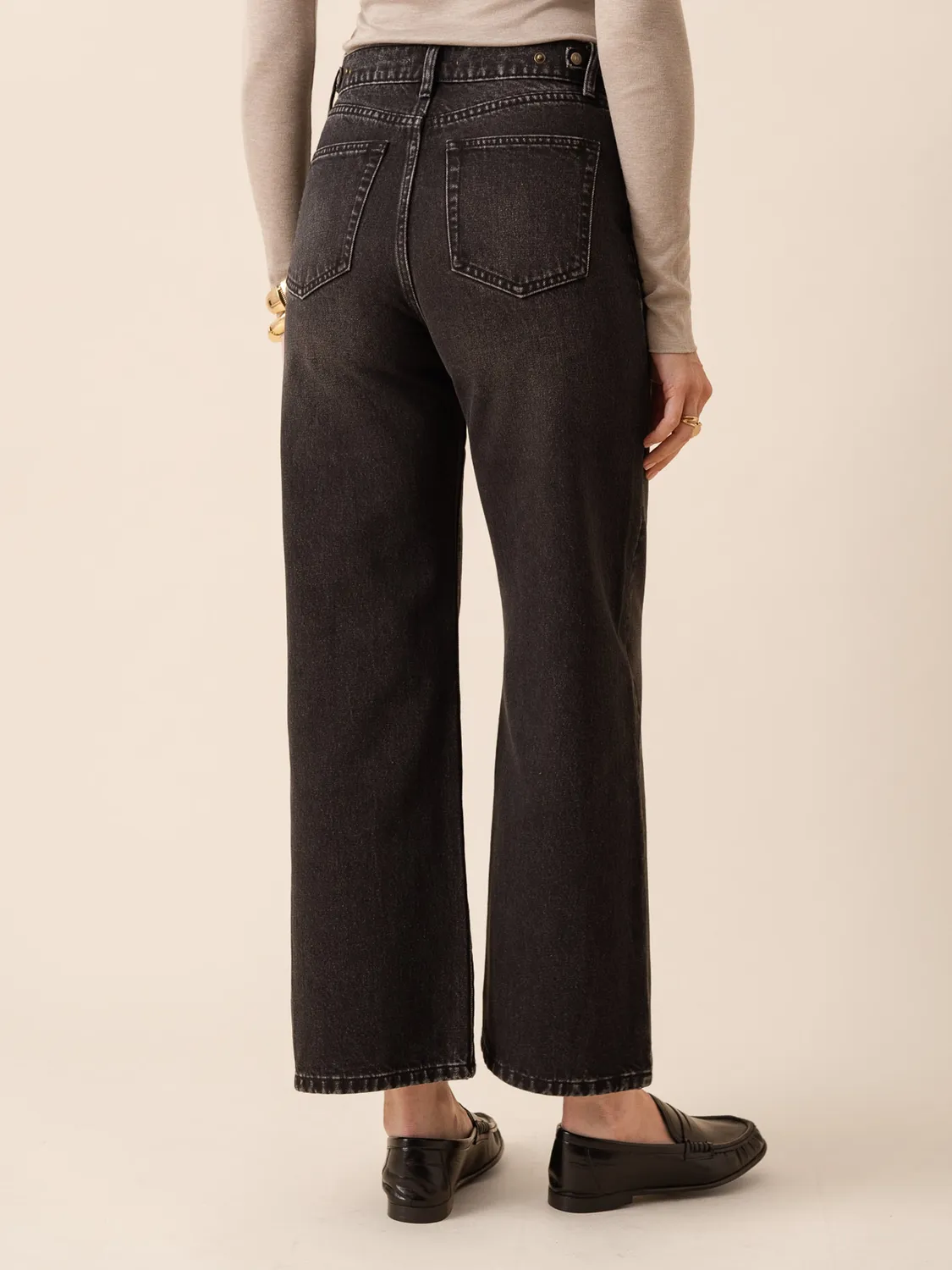 Oraije Noa Jeans Wide Donna Grigio Vita Regolabile