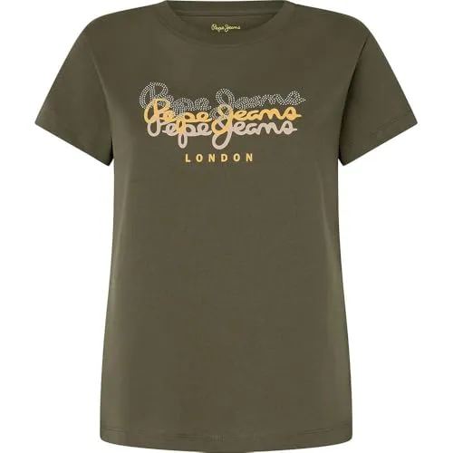 Pepe Jeans Galey T-Shirt Donna Bianca Loghi