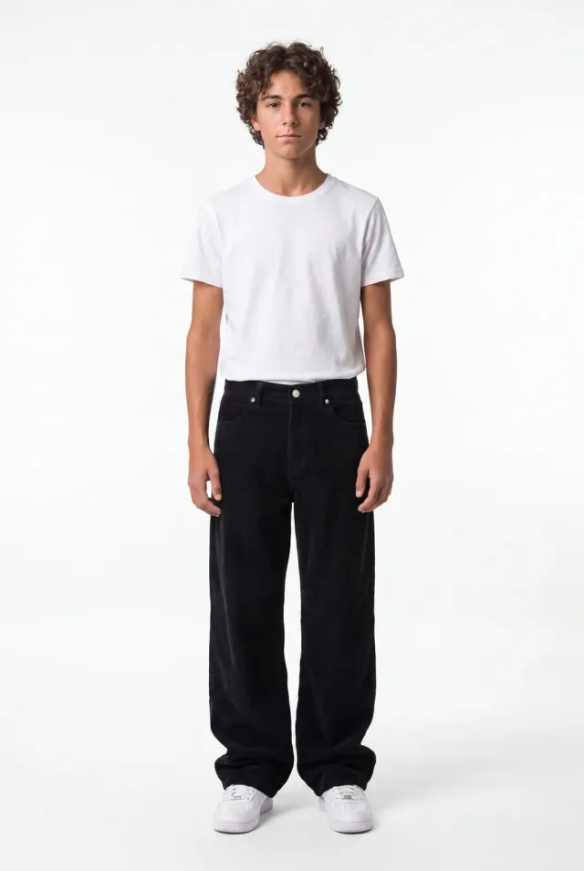 Teddy Smith Big Memphis JR jeans baggy velluto nero ragazzo