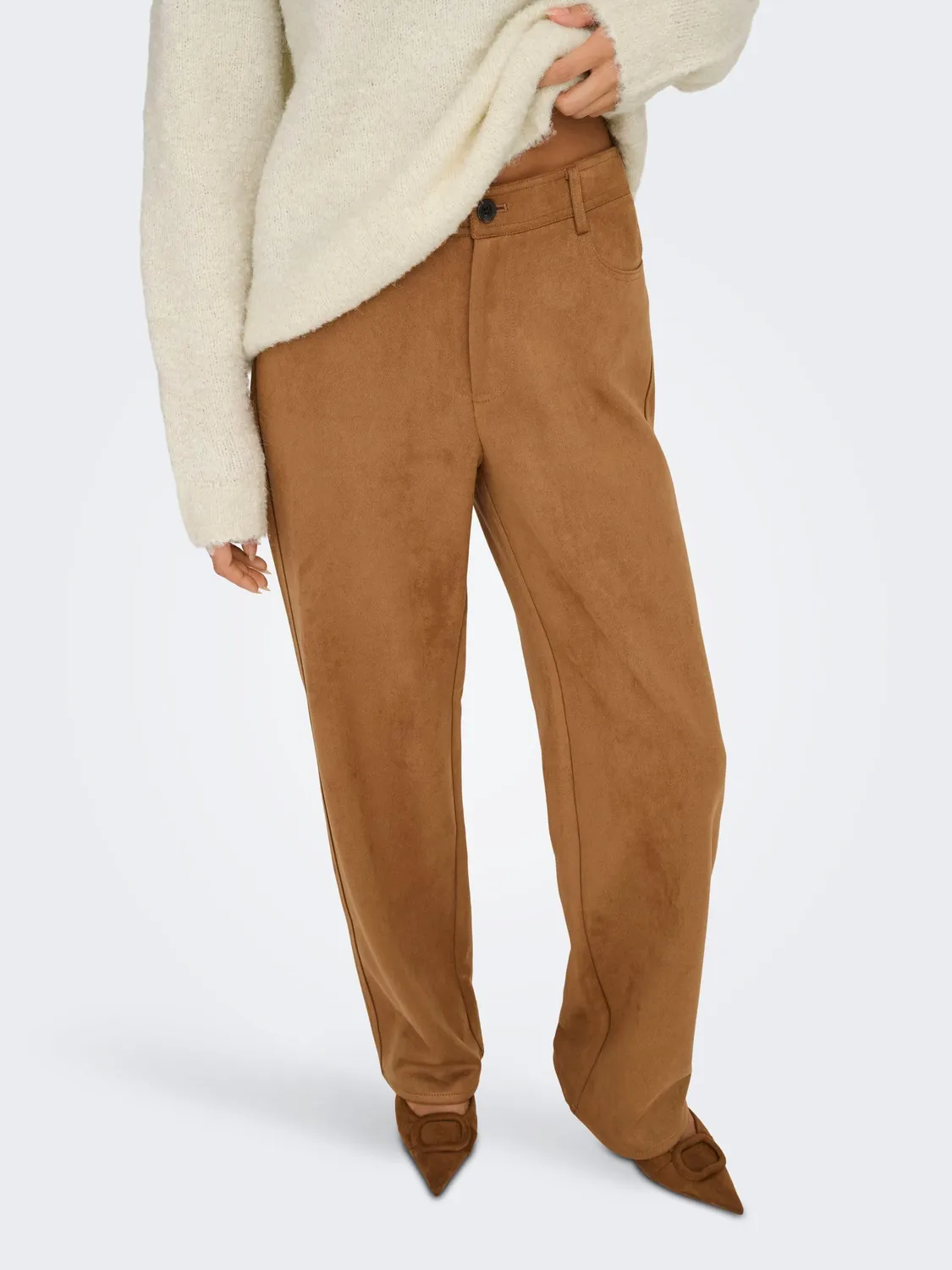 ONLY Onlina pantaloni faux suede Nuthatch M x 32