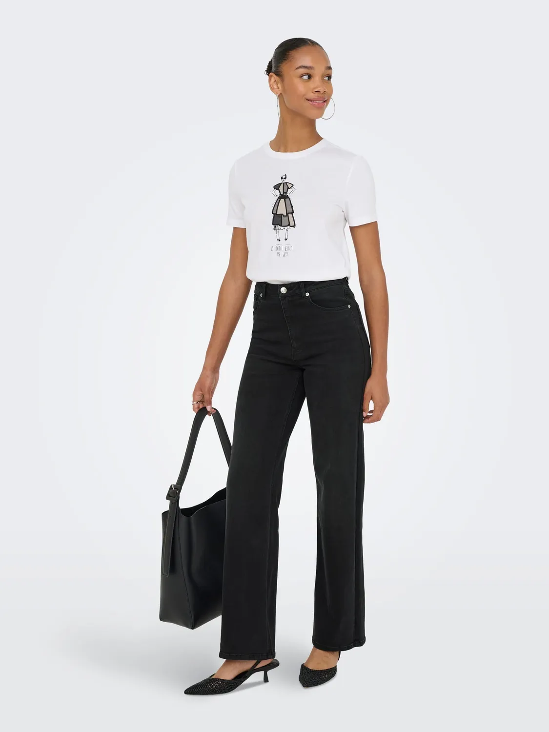 Only Onljuicy-Wauw jeans donna wide M 30L vita alta
