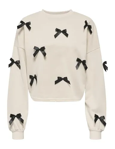 ONLY Onljedeite felpa donna M maniche lunghe fiocco