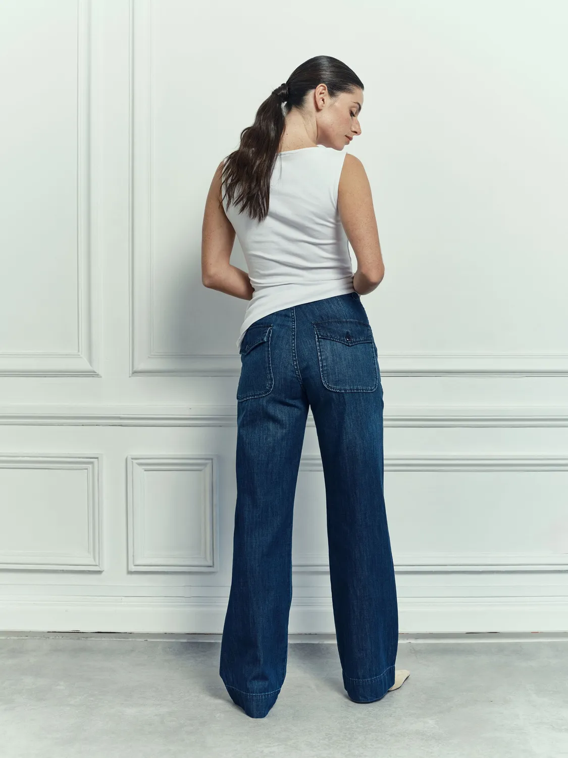Acquaverde Paltrow Long jeans hand brushed vita alta