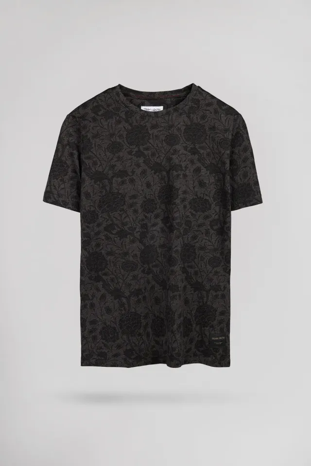 Teddy Smith T-Areski maglietta uomo nero melange girocollo