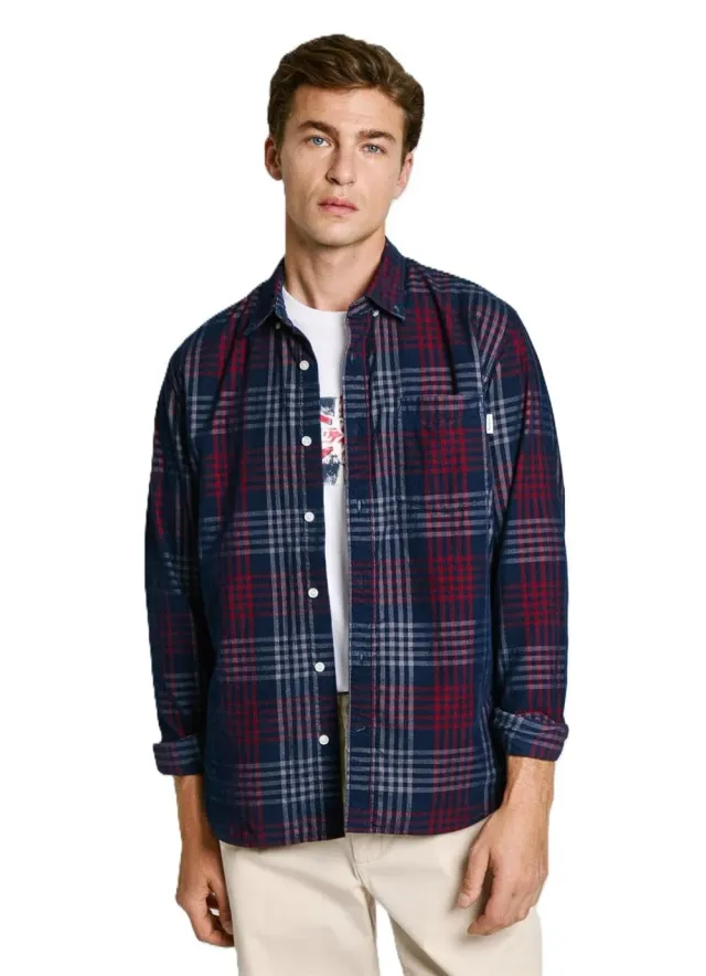 Pepe Jeans Marcus Camicia Uomo Velluto Quadri M Manica Lunga