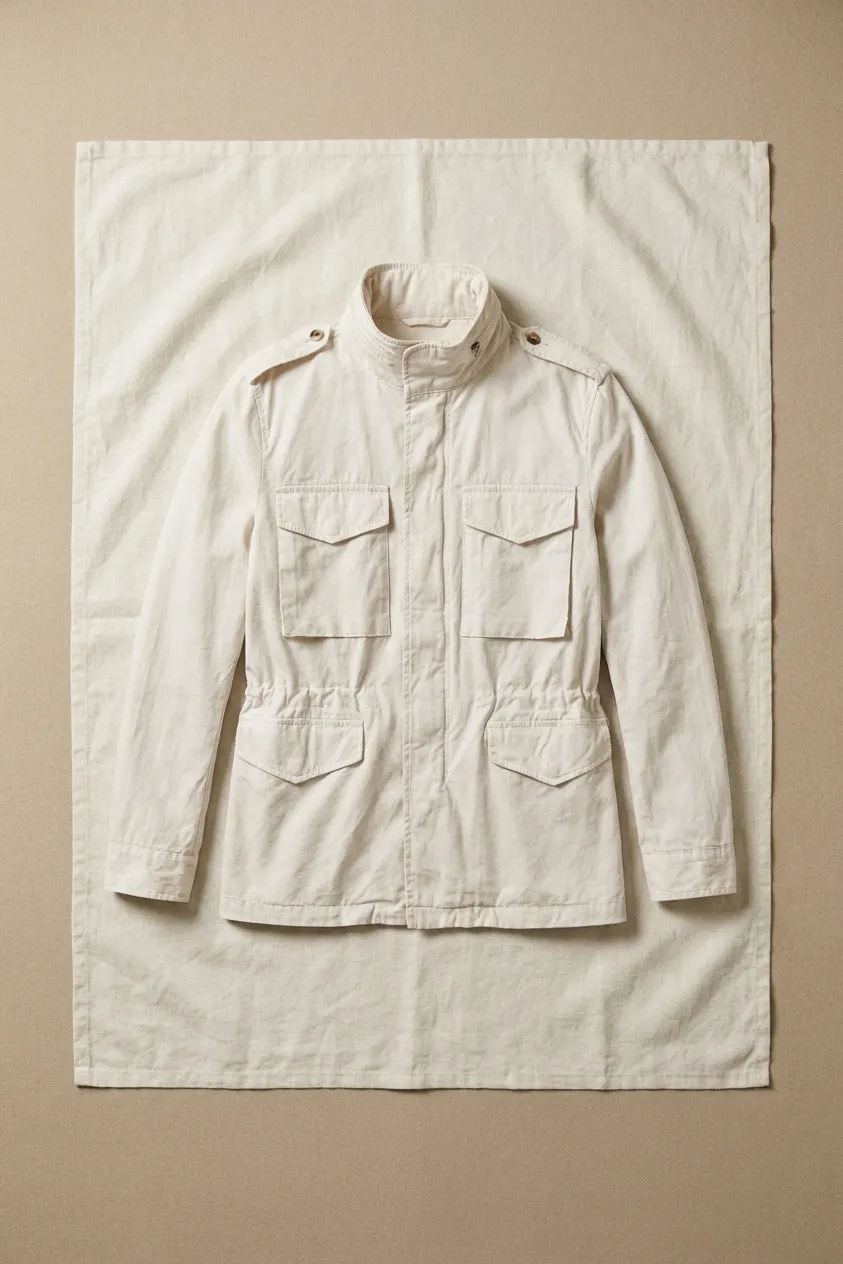 Mason's Field M74 giubbotto uomo bianco canvas cotone