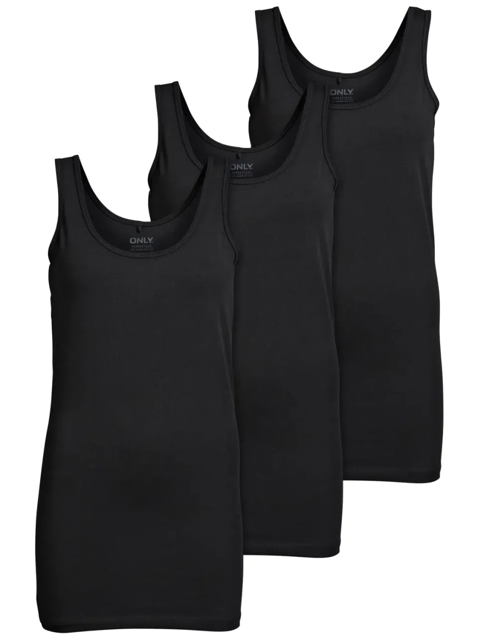 Only 15201465 canotta donna pacco 3 slim cotone nero