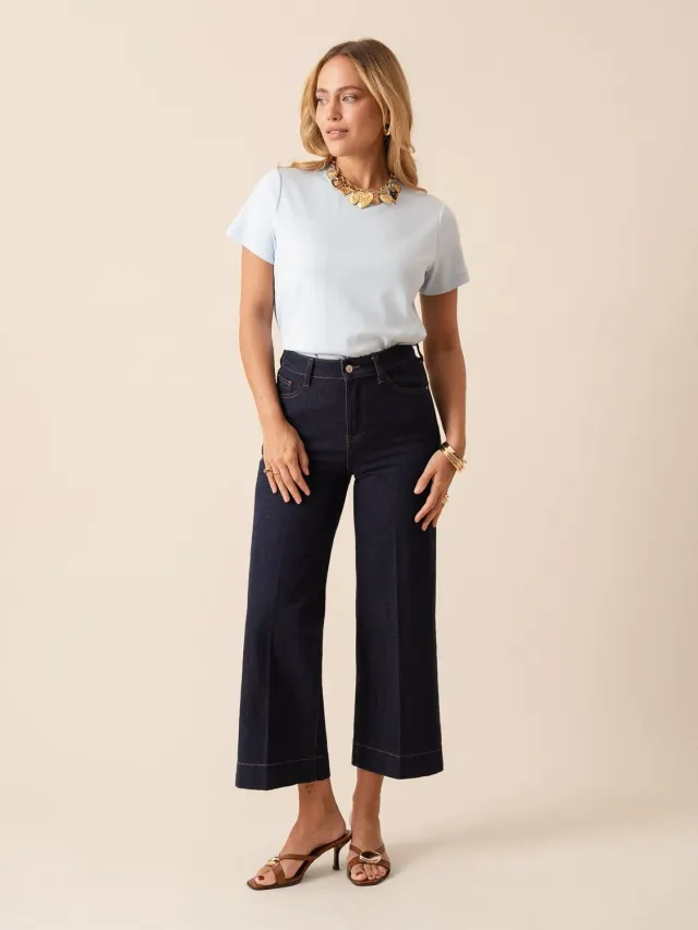 Oraije Windy jeans wide grezzo corto