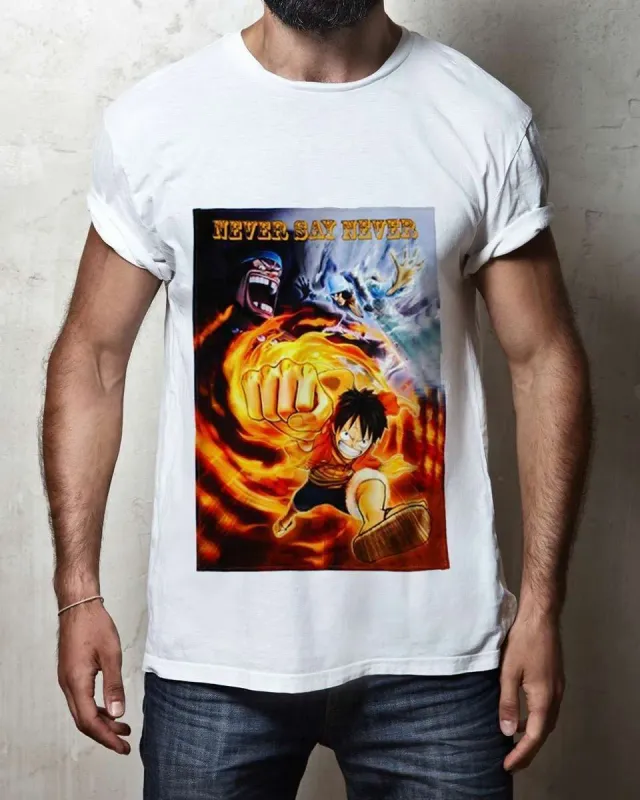 Never Say Never One Piece Luffy t-shirt tessuto custom