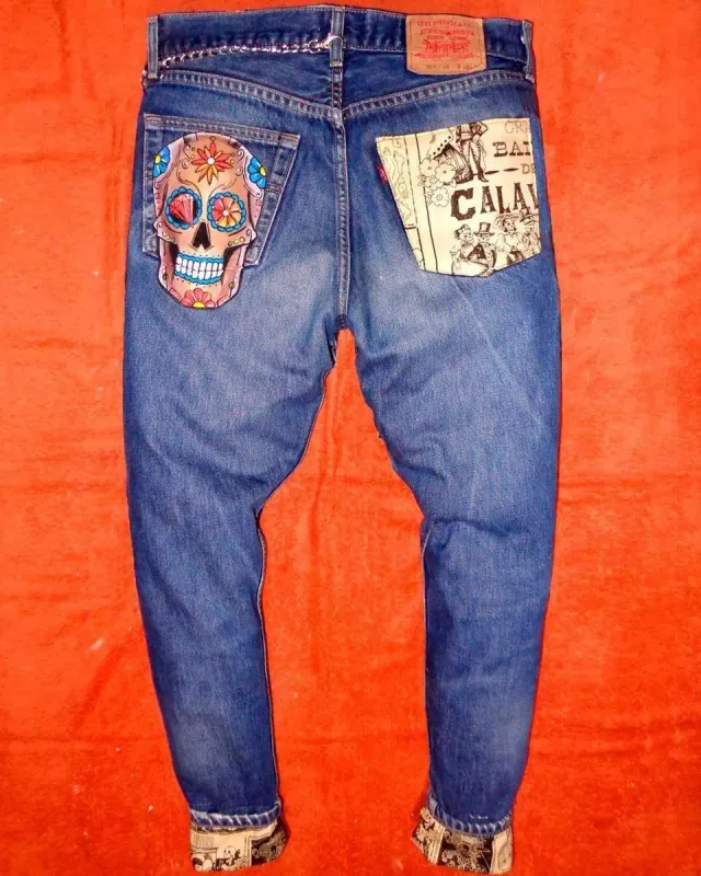 Never Say Never Jeans Levi's Teschio tessuto messicano