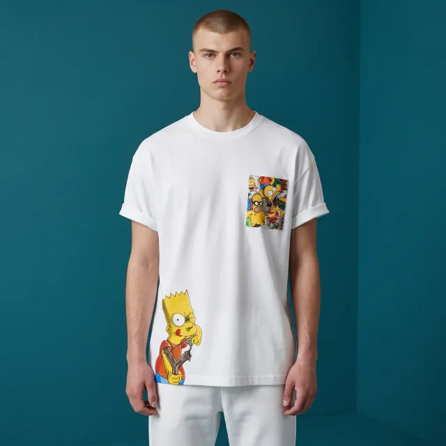 Never Say Never Bart t-shirt dipinta tessuto Simpson