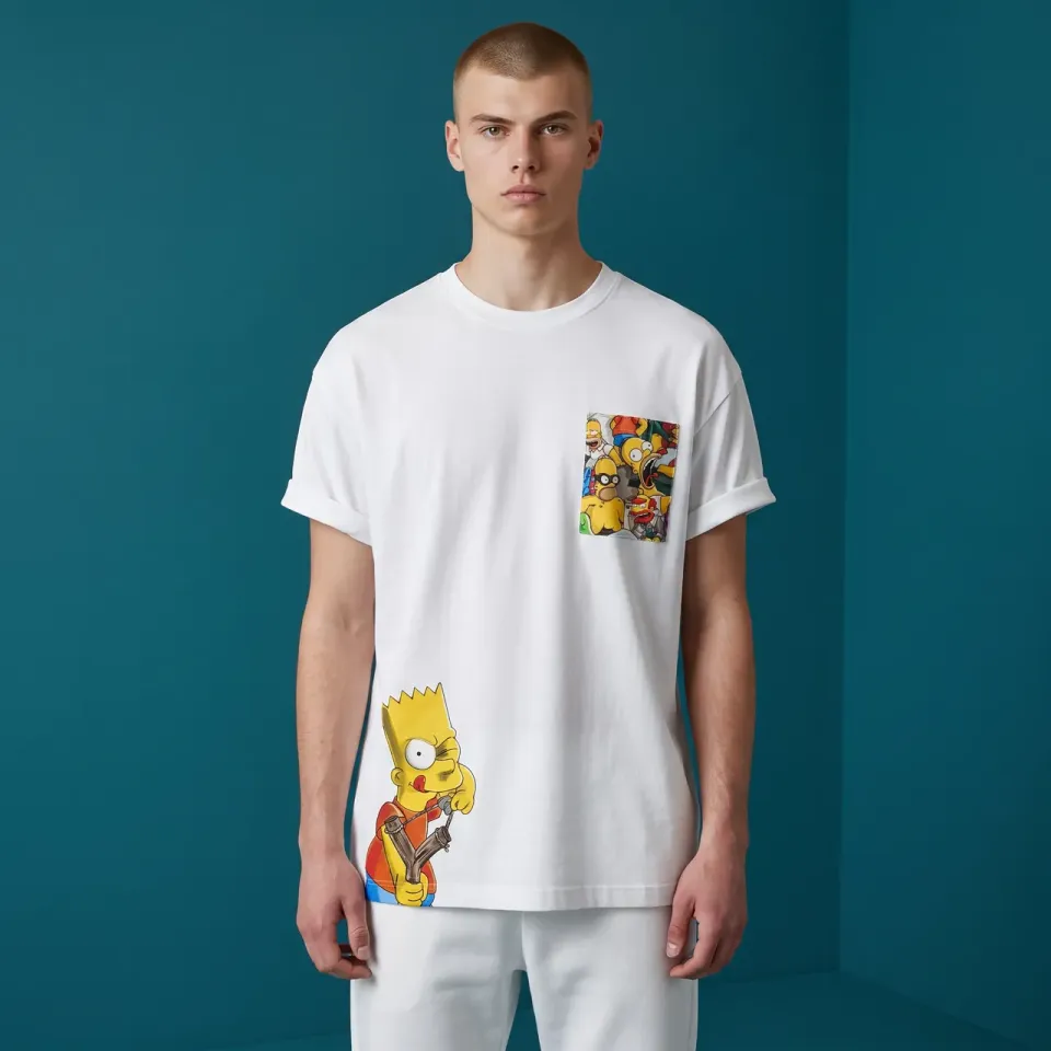 Never Say Never Bart t-shirt dipinta tessuto Simpson