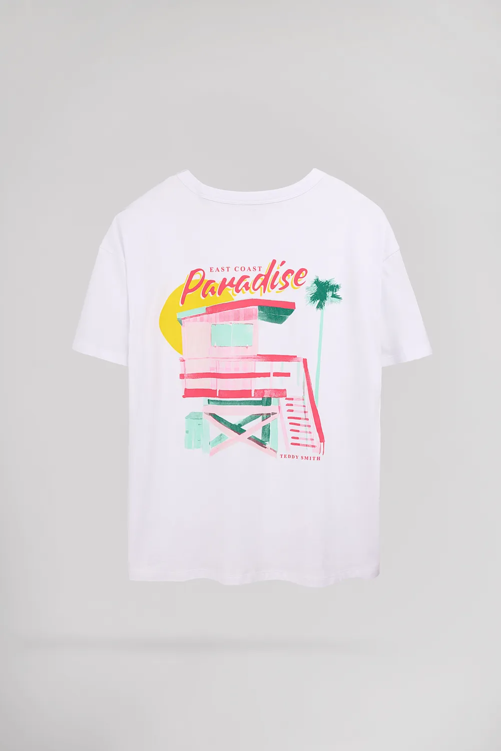 Teddy Smith T-PLAYA BLANC t-shirt bianca oversize donna