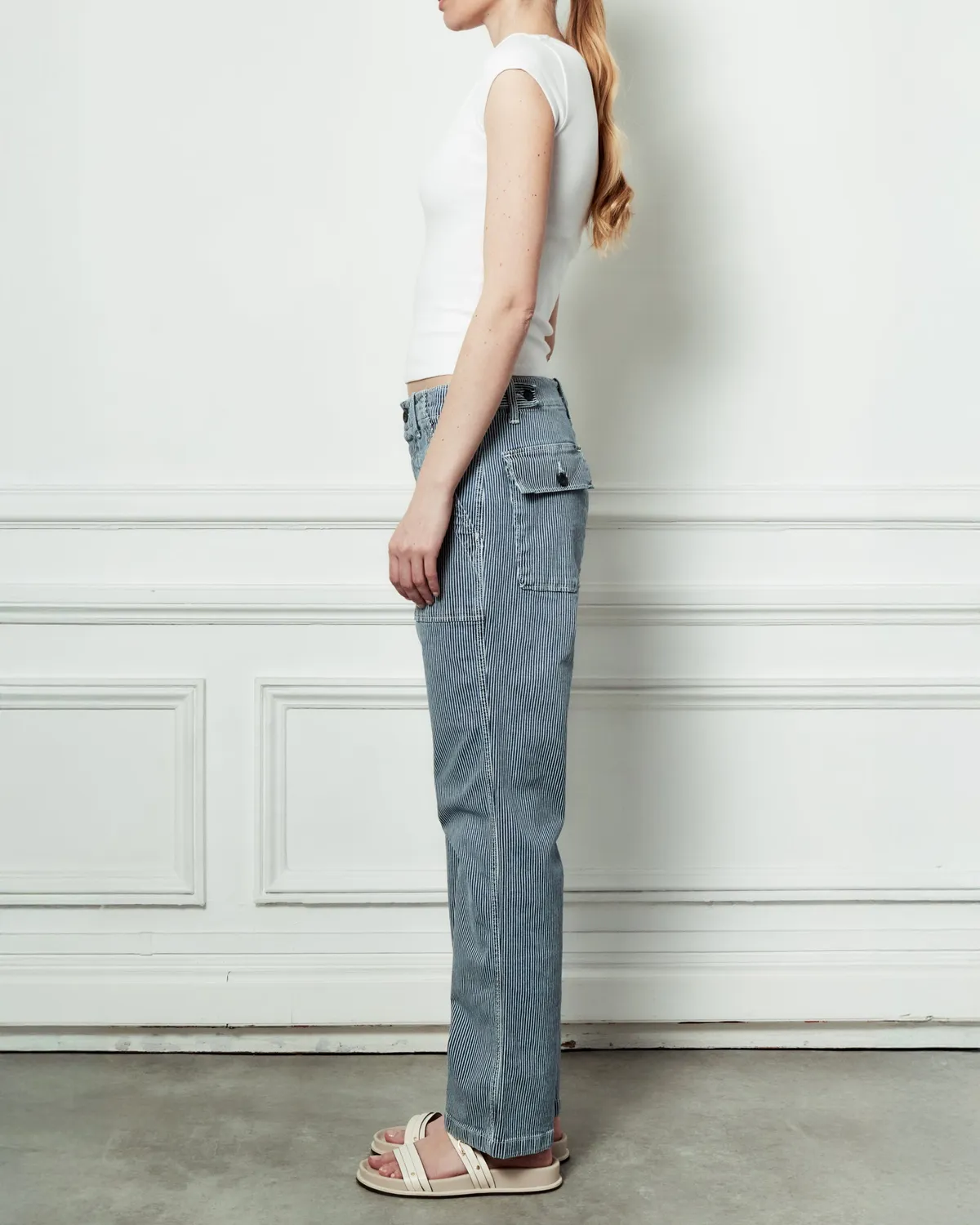 Acquaverde Tanker pantalone righe indigo used