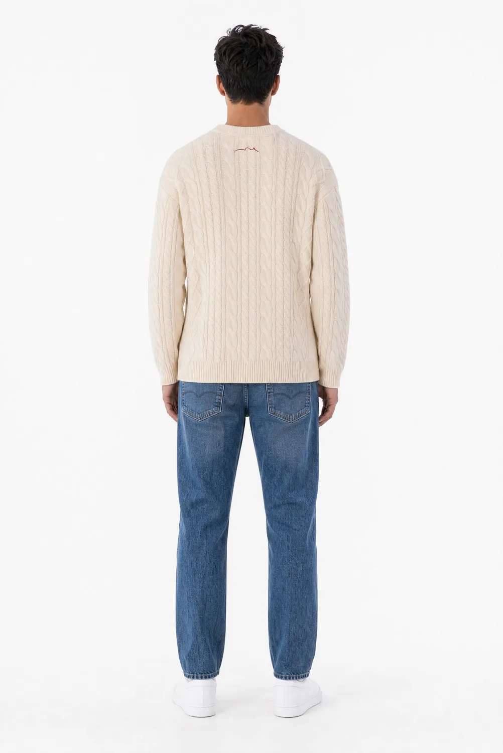 Teddy Smith P-Aron pull uomo crema trecce girocollo cotone
