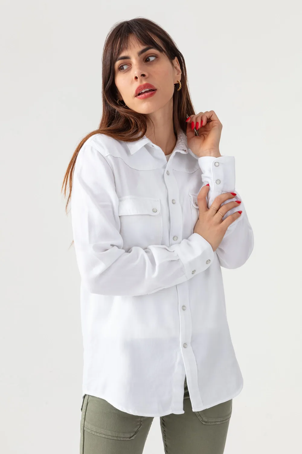 acquaverde Clyde camicia bianca western