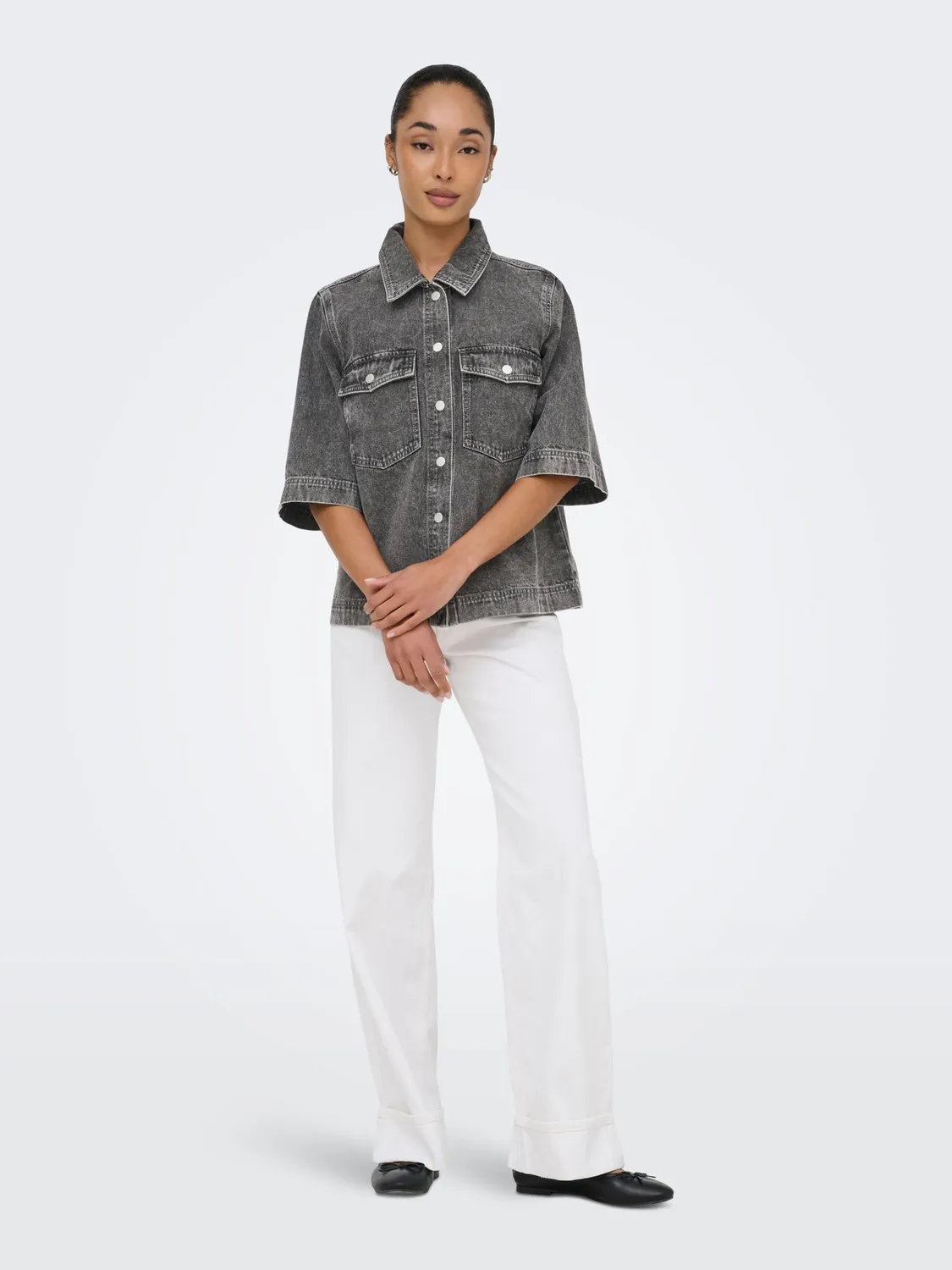 ONLY Onlbelle camicia jeans donna S denim scuro classica
