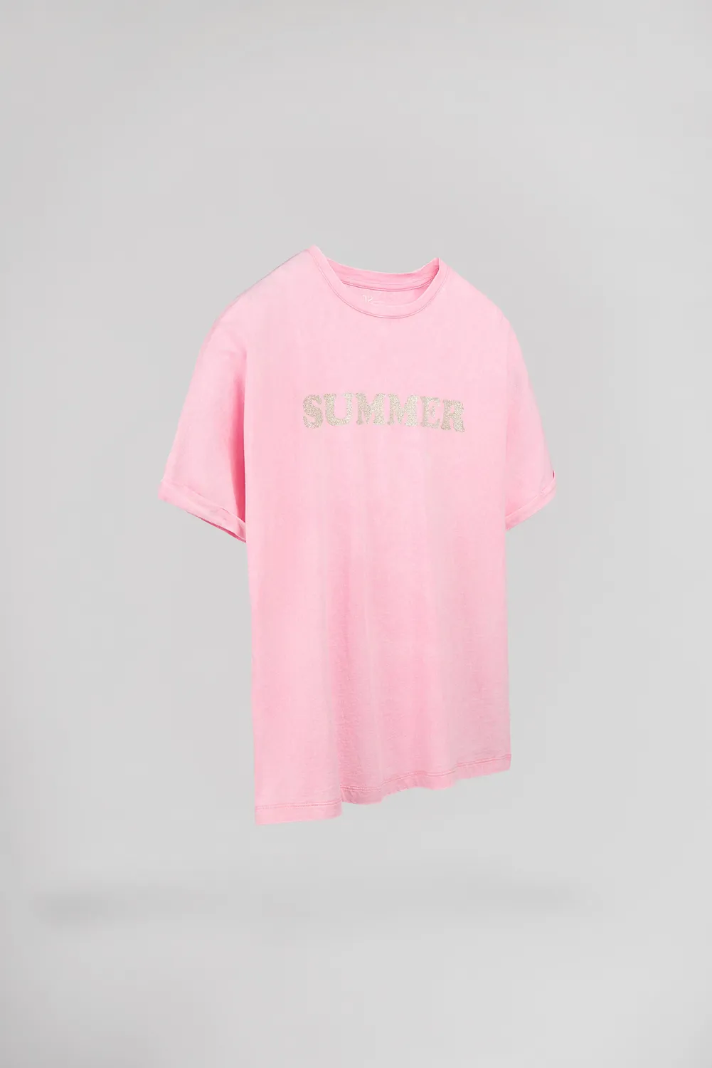 Teddy Smith T-Glitter MC t-shirt oversize rosa