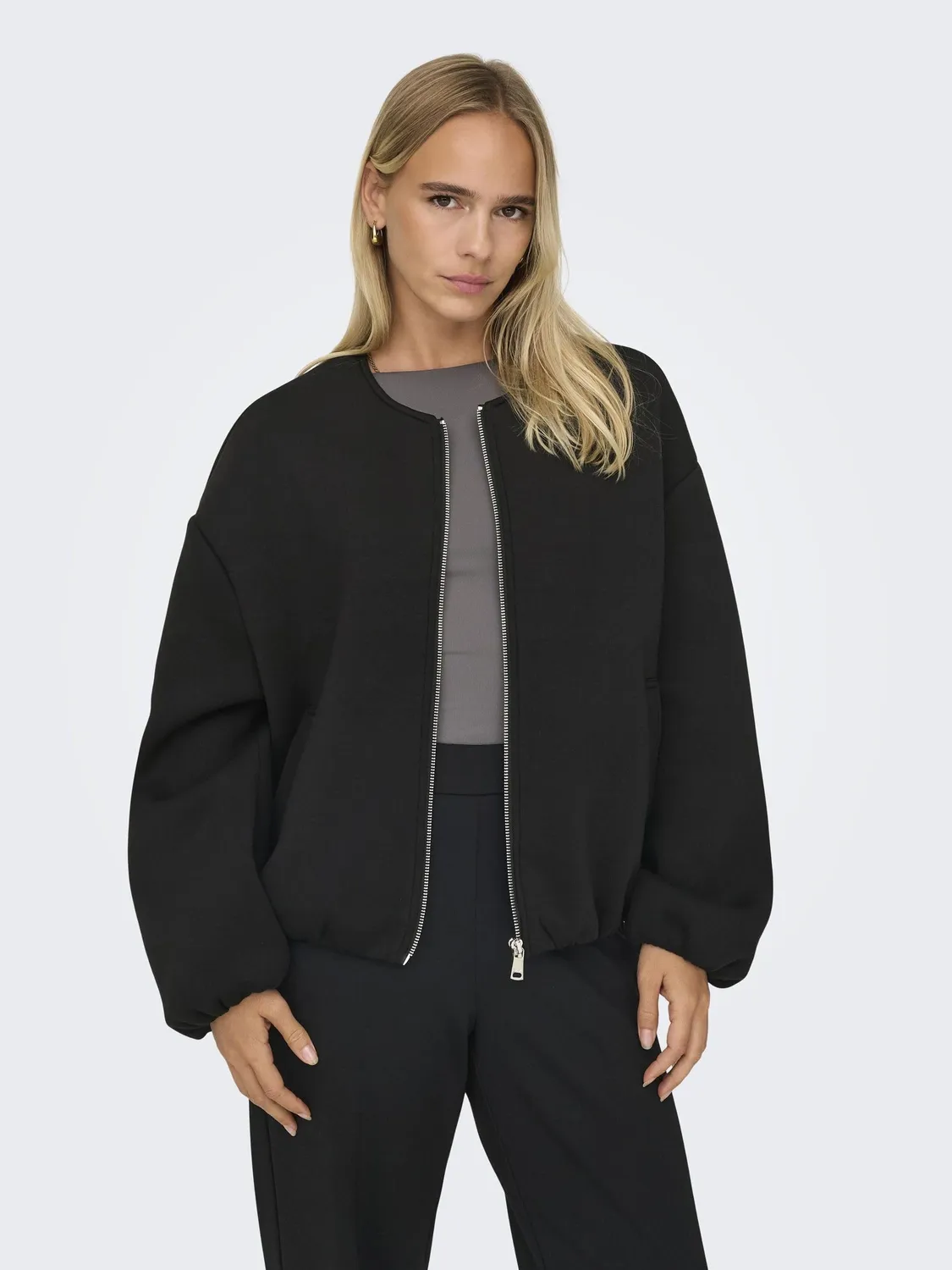 ONLY Onlellie giacca scuba donna nera zip