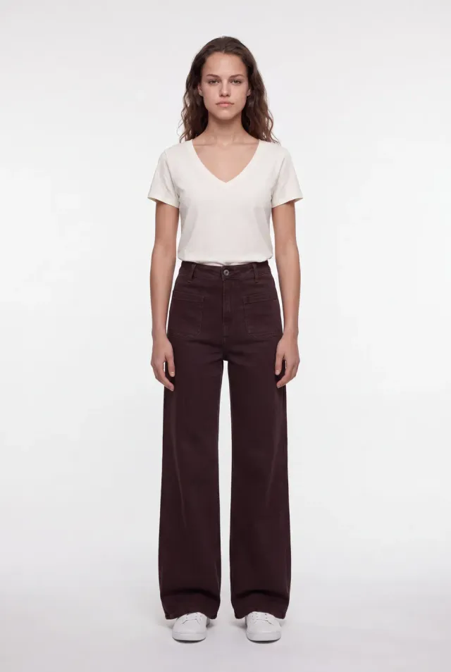 Teddy Smith P-Josefa jeans donna marrone scuro flare vita alta