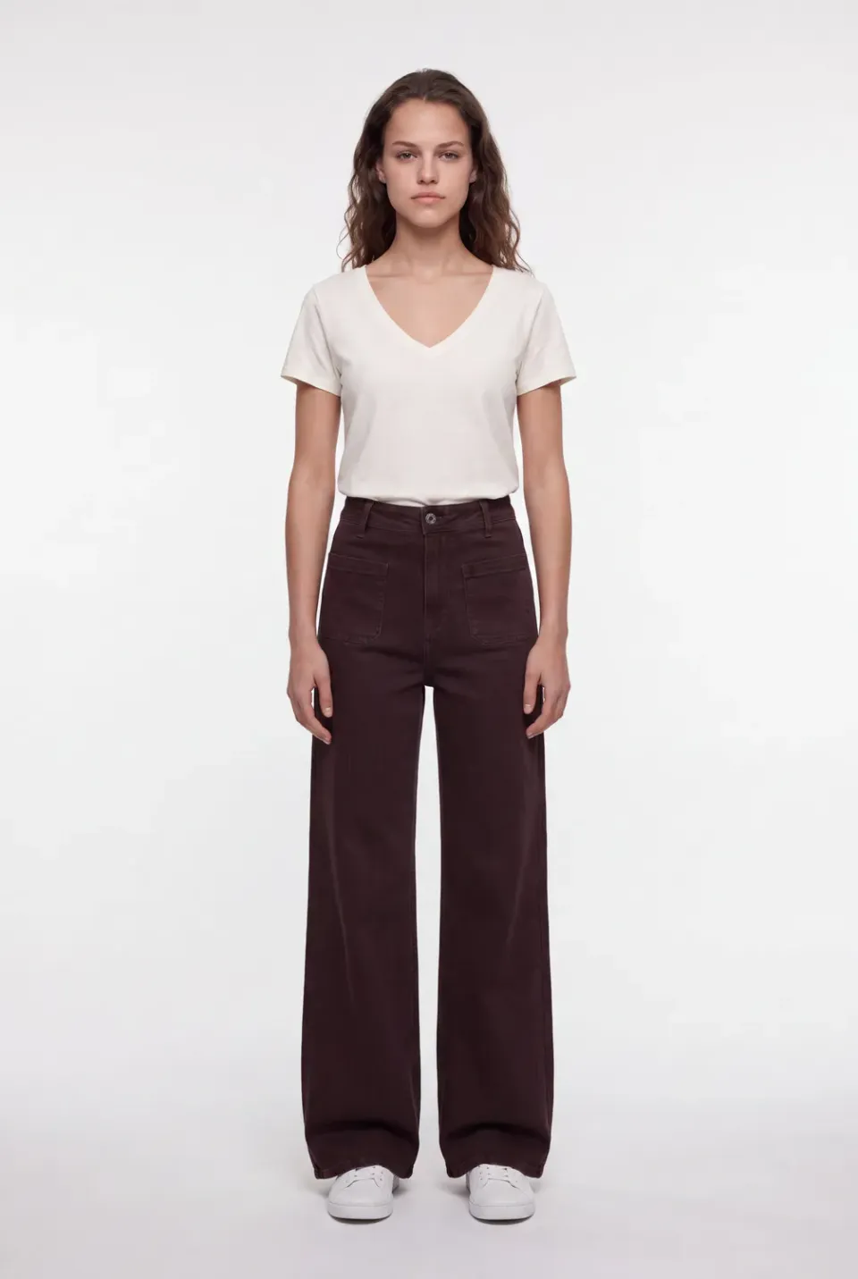 Teddy Smith P-Josefa jeans donna marrone scuro flare vita alta