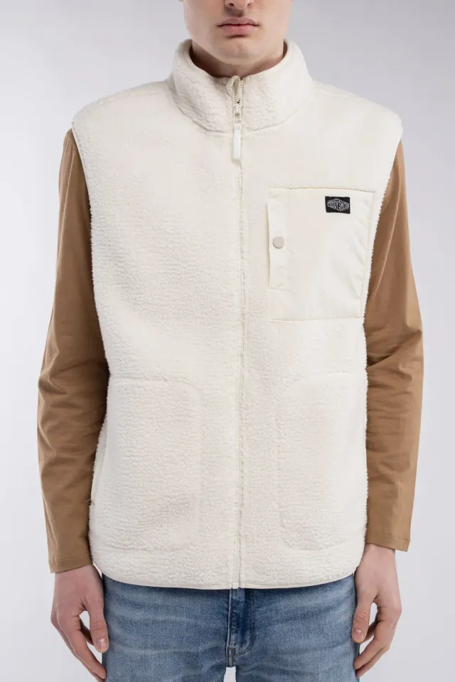 Teddy Smith B-Field gilet avorio uomo sherpa