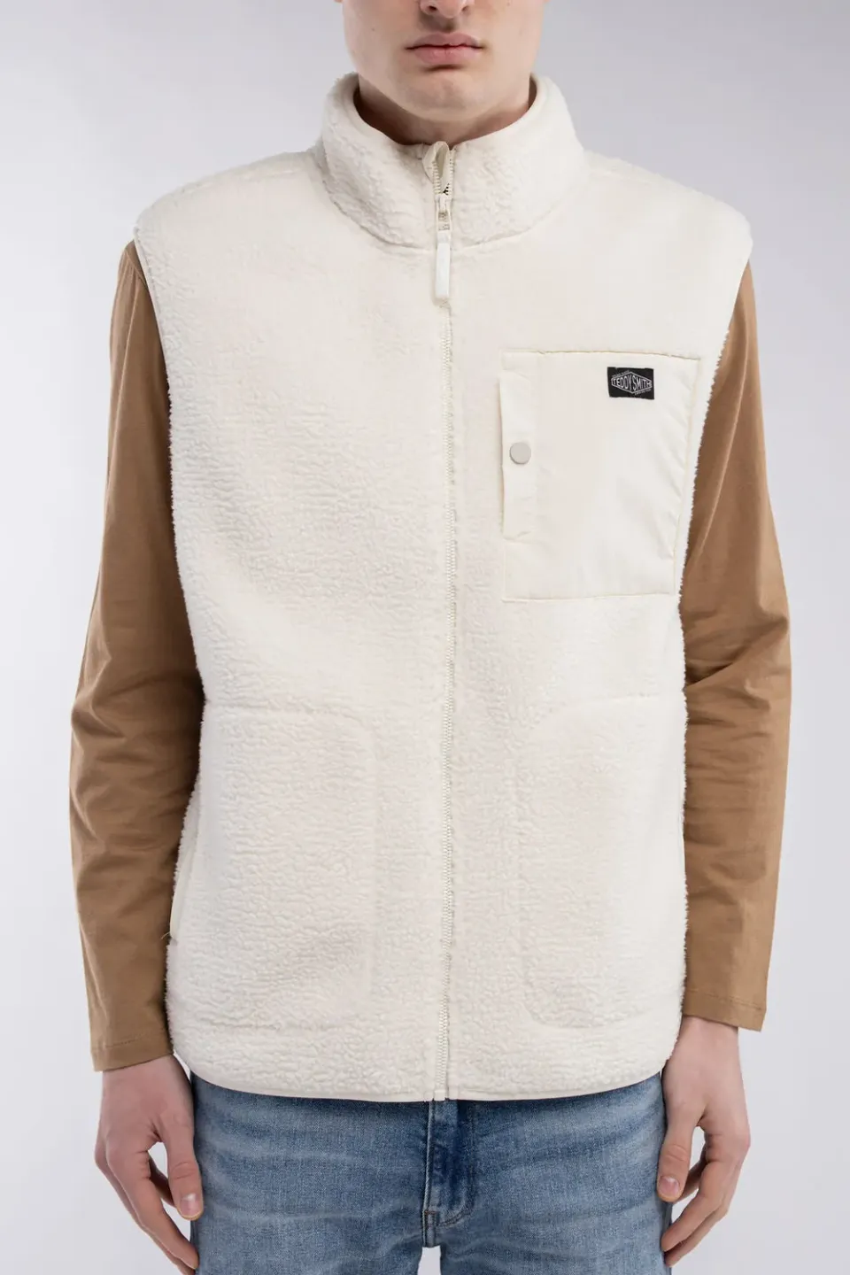 Teddy Smith B-Field gilet avorio uomo sherpa