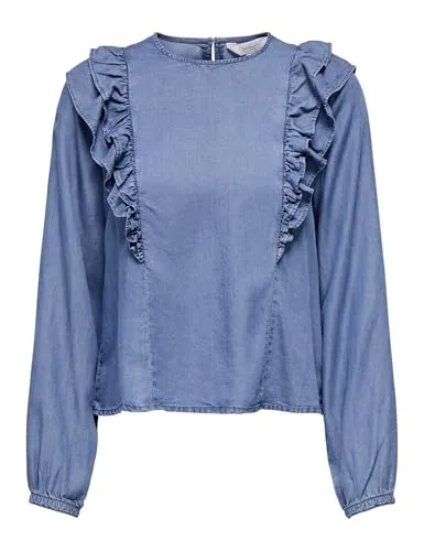 ONLY Onlcharis Life Frill top mix blu chiaro