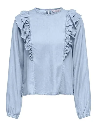ONLY Onlcharis Life Frill top mix blu chiaro