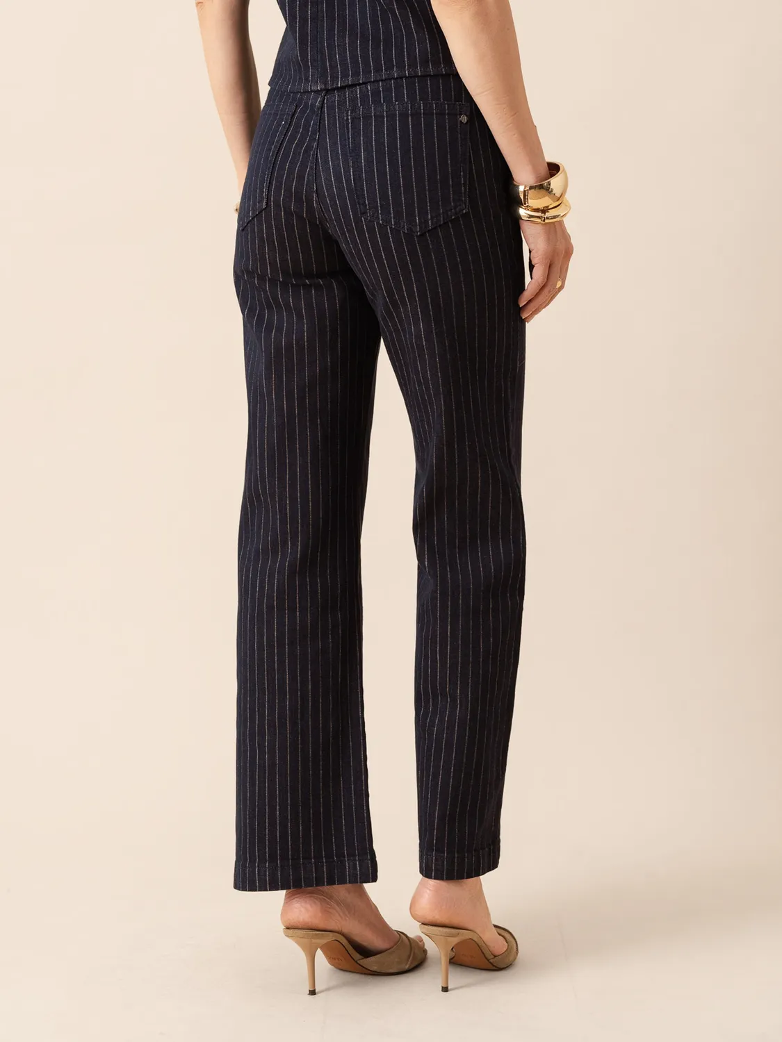 Oraije Mona jeans straight grezzo rigato cotone