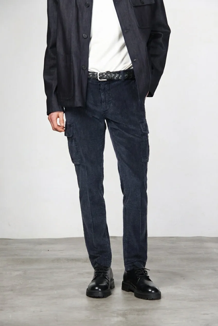 Mason's Chile Pantalone Cargo Velluto Blu Notte Regular