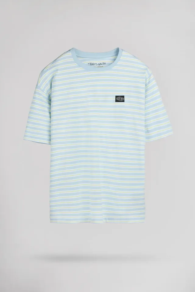 Teddy Smith T-Stry maglietta ragazzo azzurro righe cotone
