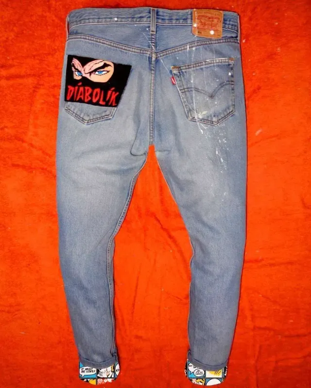 Levi's Vintage jeans dipinto a mano Diabolik fumetti