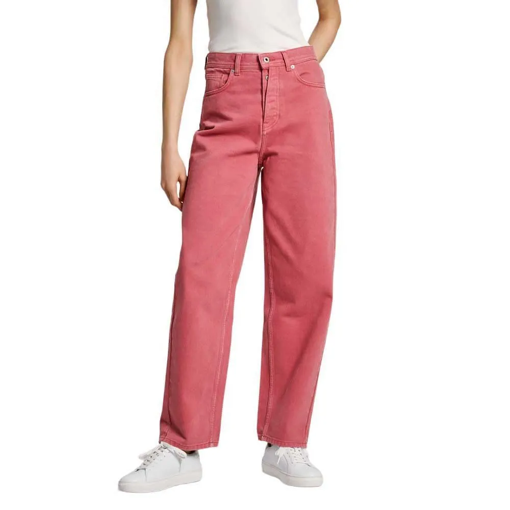Pepe Jeans Addison Jeans Barrel Donna Nero Denim vita alta
