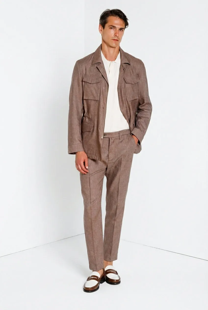Mason's Boston pantalone chino uomo tortora lino relaxed