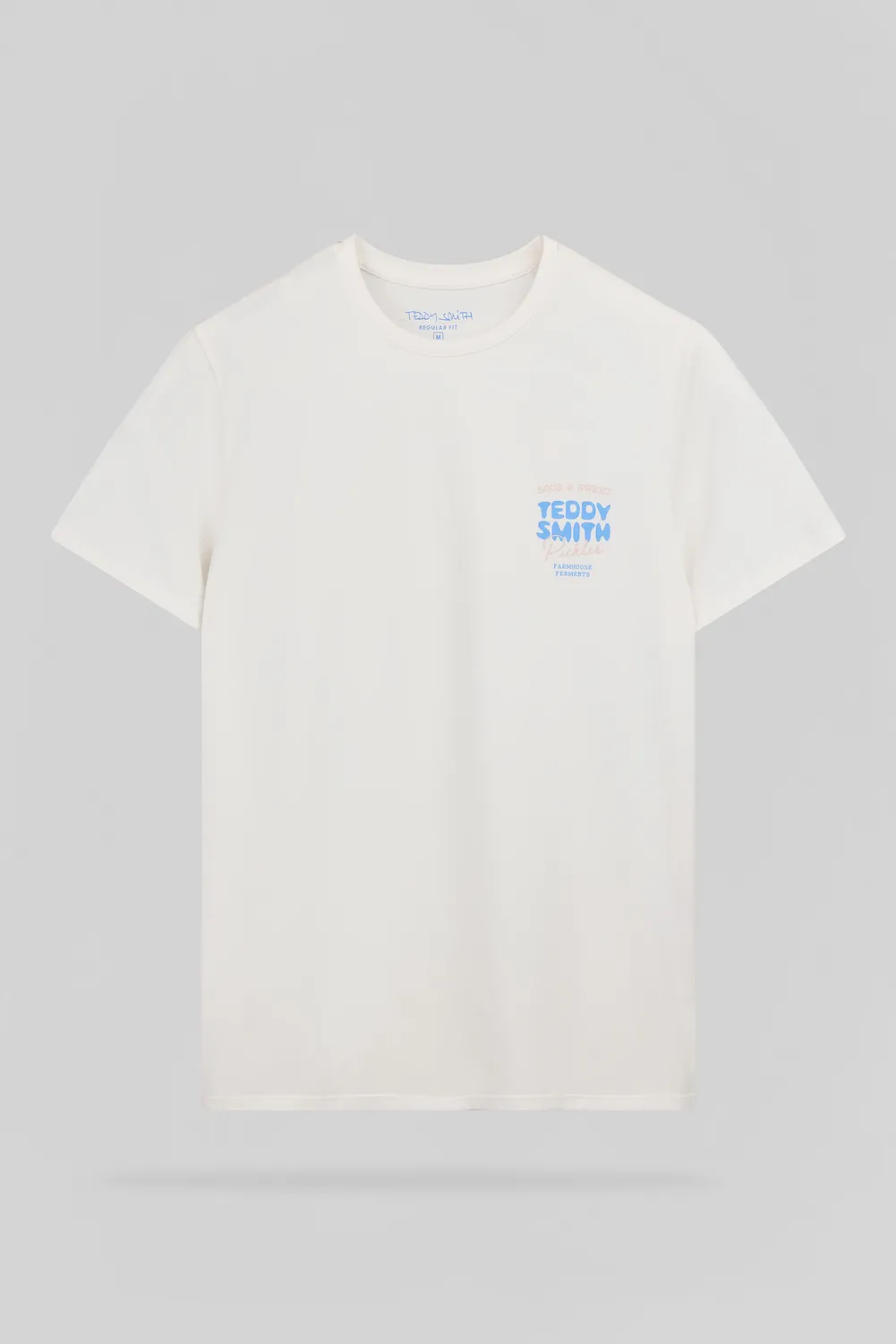 Teddy Smith T-Pickles MC T-shirt Uomo Cotone Bianco Grafica Blu