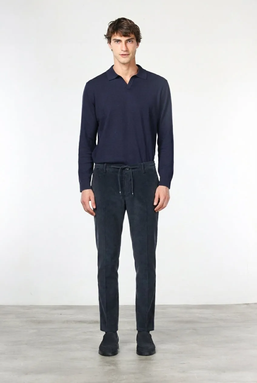 Mason's Milano Jogger chino uomo velluto blu notte extra slim