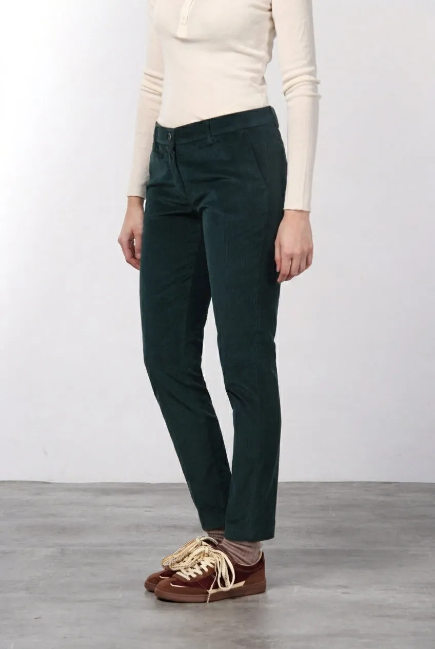 Mason's New York Slim pantalone chino verde scuro velluto