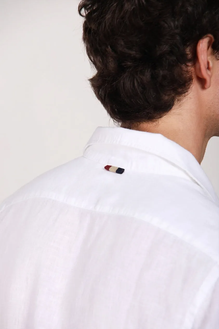 Mason's Torino Camicia Uomo Bianco Lino Tela