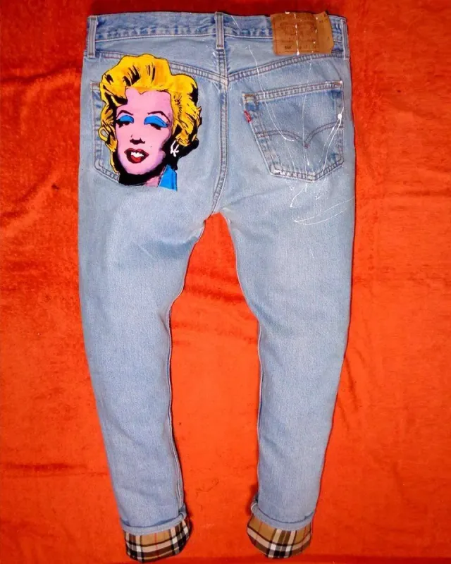 Never Say Never Levi's Vintage Marilyn Monroe jeans dipinti pop art