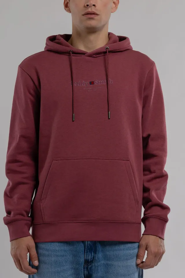 Teddy Smith S-Jim Hoody felpa cappuccio lampone felpata