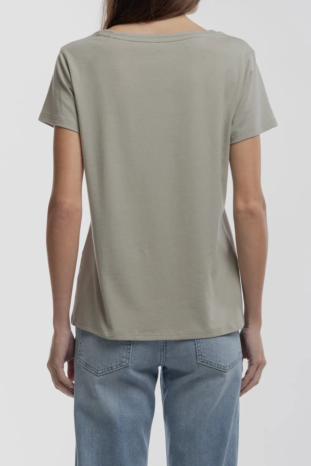 Teddy Smith T-Mia MC t-shirt kaki donna scollo a V