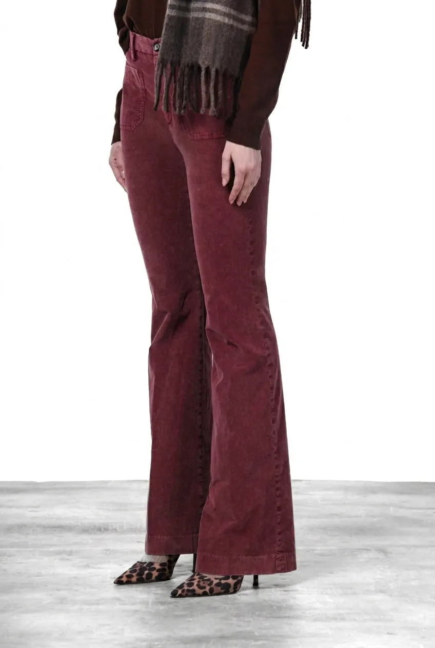 Mason's New York Flare pantalone chino donna mosto velluto slim