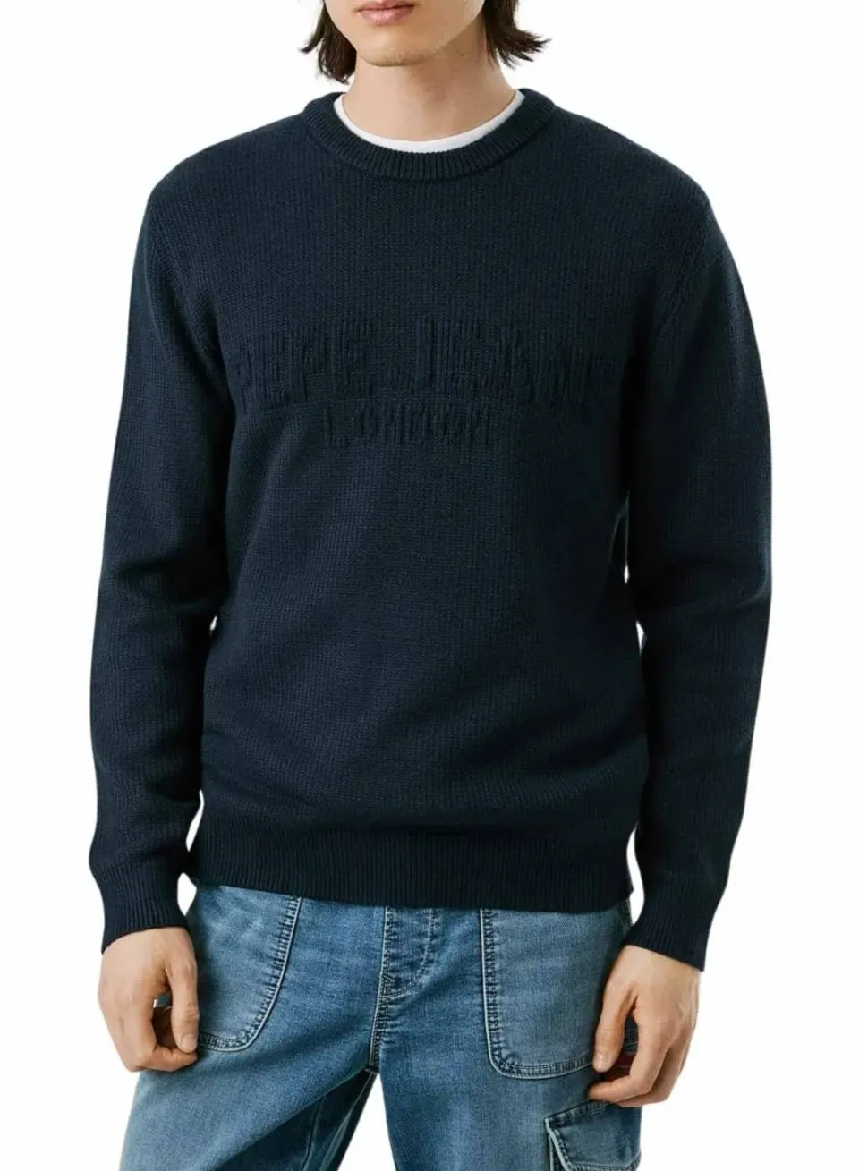 Pepe Jeans Phineas Maglione Uomo Girocollo Jacquard Tono su Tono