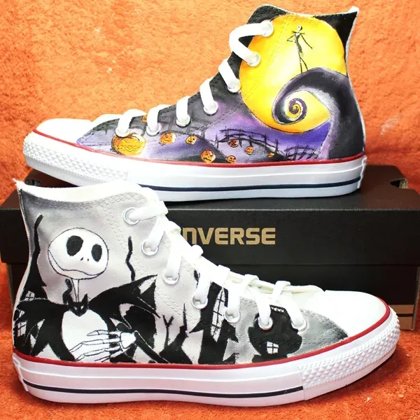 Never Say Never All Star Jack Skellington sneakers dipinte a mano
