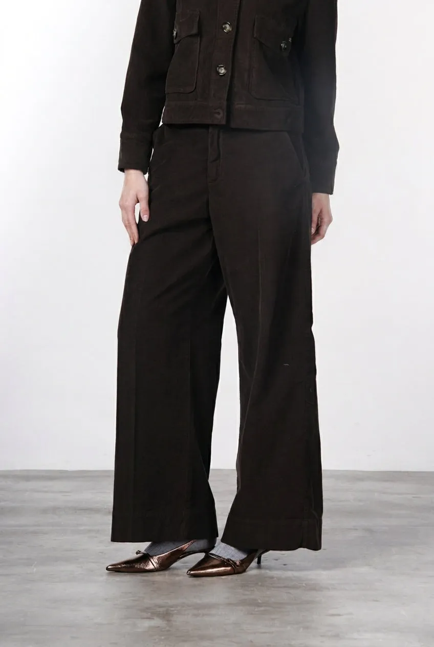 Mason's New York Wide pantalone chino donna marrone velluto